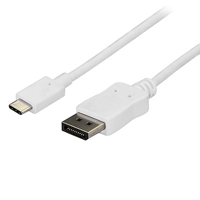 Cable 1,8m USB C a DisplayPort 1.2 de 4K a 60Hz - Adaptador Convertidor USB Tipo C a DisplayPort - HBR2 - Conversor USBC con Modo Alt - Compatible con Thunderbolt 3 - Blanco