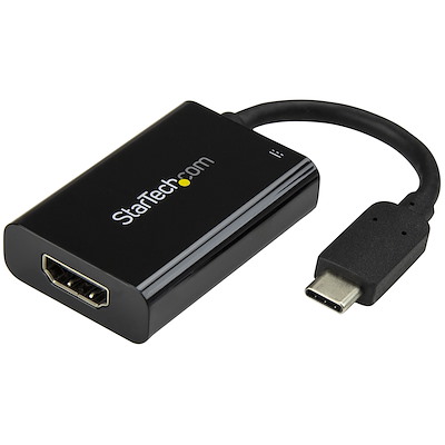 USB C to HDMI 2.0 Adapter with Power Delivery - 4K 60Hz USB Type-C to HDMI Display Video Converter - 60W PD Pass-Through Charging Port - Thunderbolt 3 Compatible - Black
