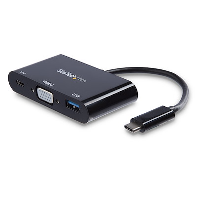 Adaptador Multifunción USB-C a VGA con Entrega de Potencia (Power Delivery) y Puerto USB-A