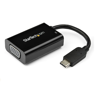 USB C to VGA Adapter with Power Delivery - 1080p USB Type-C to VGA Monitor Video Converter w/ Charging - 60W PD Pass-Through - Thunderbolt 3 Compatible - Black