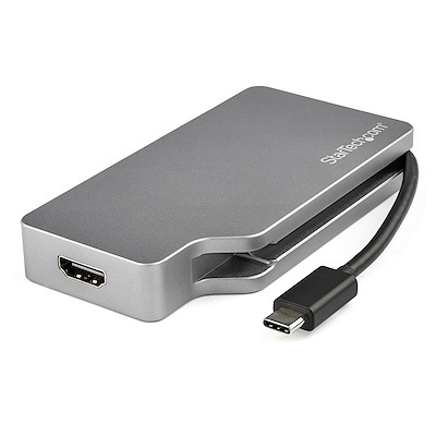 USB Type-C マルチディスプレイアダプター HDMI/VGA/Mini DisplayPort/DVI 4K/30Hz 4K(HDMI 1.2  & mDP 1.2)/1080p(VGA & DVI)対応 スペースグレー アルミ筐体
