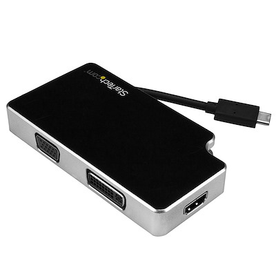 A/V-reseadapter: 3-i-1 USB-C till VGA, DVI eller HDMI - 4K