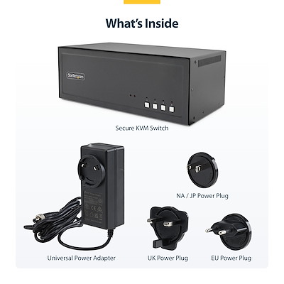 Secure 4-Port Quad-Monitor KVM Switch, HDMI / DisplayPort / DVI