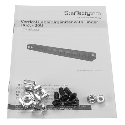 StarTech.com CMVER20UF Color Negro Gestor Organizador Vertical de cableado con lengüetas 