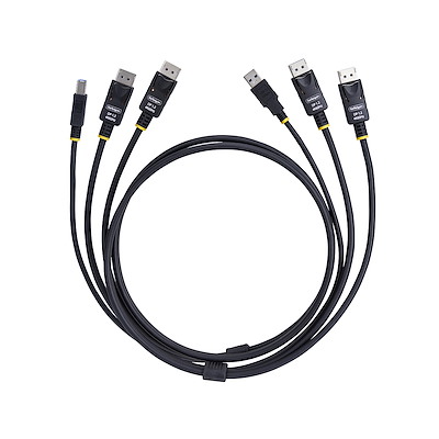 1.8m、2x DisplayPort 1.2 + USB Type-A & B。2台のDP 4K60Hzおよび1
