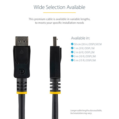 1m DisplayPort 1.2ケーブル ラッチ付きコネクタ 4K映像対応