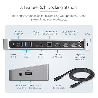 Dock - USB-C - Triple 4K - 60W PD - USB-C Docking Stations