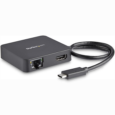 USB C Multiport Adapter - Portable USB-C Mini Dock 4K HDMI Video - Gigabit Ethernet, USB 3.0 Hub (1x USB-A 1x USB-C) - USB Type-C Multiport Adapter - Thunderbolt 3 Compatible