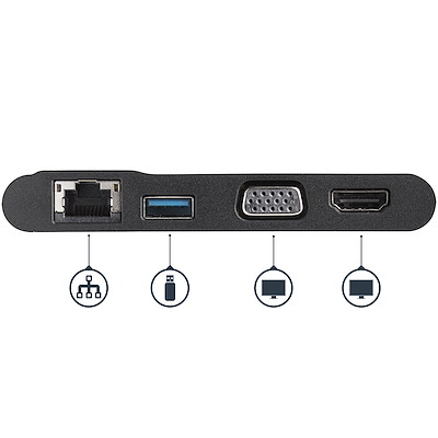 StarTech.com Multiport USB-C to HDMI 4K 30Hz or VGA Adapter, 3-Port USB 3.0  Hub, RJ45, SD/microSD and 100W Power Delivery - Hubs - LDLC 3-year warranty
