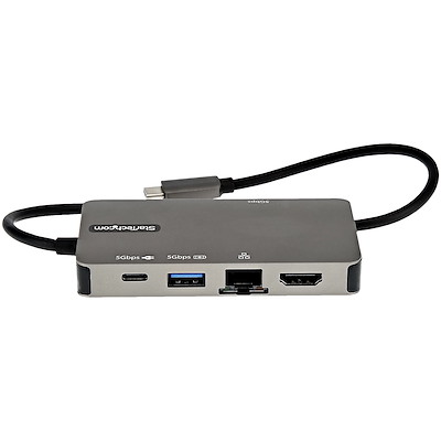 USB C Multiport Adapter To 4K HDMI Or 1080p VGA - USB Type C Travel Dock With 95W PD Pass-Through, USB-A, Gigabit Ethernet - USB-C Video Display Adapter Mini Docking