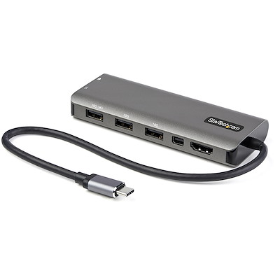 マルチポートアダプター／USB-C接続／シングルモニター／4K60Hz HDMI または Mini DisplayPort／100W USB  PDパススルー／3x USB-A + 1x USB-C／30cm 一体型ケーブル／各種OS対応／Type C ドッキングステーション／多機能 ハブ