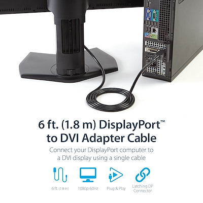 DisplayPort 1.2 - DVI変換ケーブル／1.8m／1920x1200（1080p