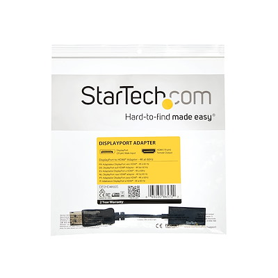 StarTech.com 133DISPLAYPORTHDMI21  StarTech.com Câble Adaptateur  DisplayPort vers HDMI, 8K 60Hz, 4K 144Hz, HDR10, DP 1.4 vers HDMI 2.1 -  Convertisseur Vidéo Actif, Adaptateur DisplayPort vers Moniteur HDMI -  Cordon DisplayPort vers