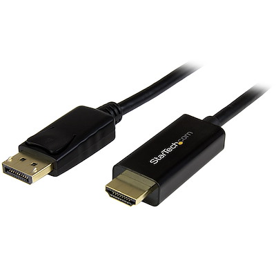 10ft (3m) DisplayPort to HDMI Cable - 4K 30Hz - DisplayPort to HDMI Adapter Cable - DP 1.2 to HDMI Monitor Cable Converter - Latching DP Connector - Passive DP to HDMI Cord