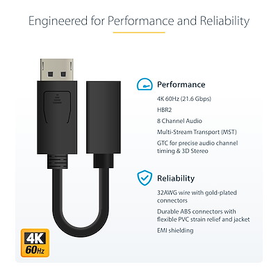 Negro Mini DP a DP Cable Matters Adaptador Mini DisplayPort a DisplayPort Compat
