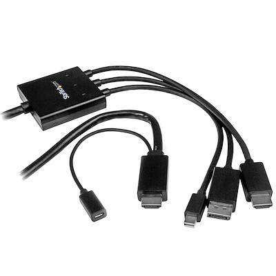 HDMI - DisplayPort/Mini DP/HDMI変換ケーブル／3m／4K30Hz／パッシブ／ブラック／モニター  変換アダプター／ディスプレイ コンバーター