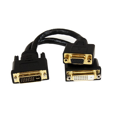 Wyse Compatible DVI Splitter Cable - DVI-I to DVI-D and VGA - M/F - 8 in.