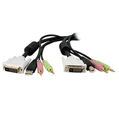 15ft 4-in-1 USB Dual Link DVI-D KVM Switch Cable w/ Audio & Microphone