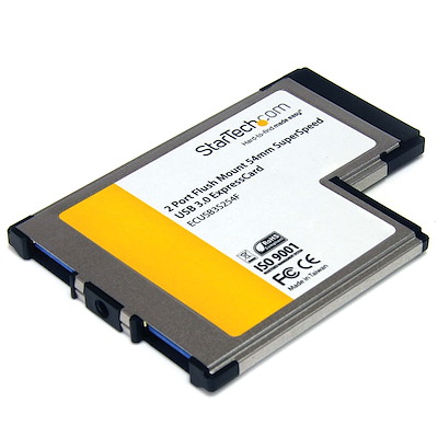 Tarjeta Adaptador ExpressCard/54 USB 3.0 SuperSpeed de 2 Puertos con UASP - Montaje al Ras - Flush Mount