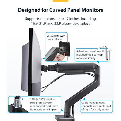 Monitor Desk Mount for up to 49in 32:9 Ultrawide Curved