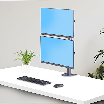 Desk Mount For 2x Vertically Stacked Monitors, Dual 49