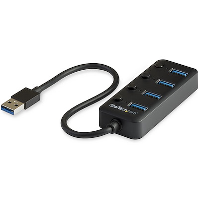 Xiaoqiaoqiao 4 Port USB 3.0 Hub with Private Switches for Each Data Transfer Ports Black 