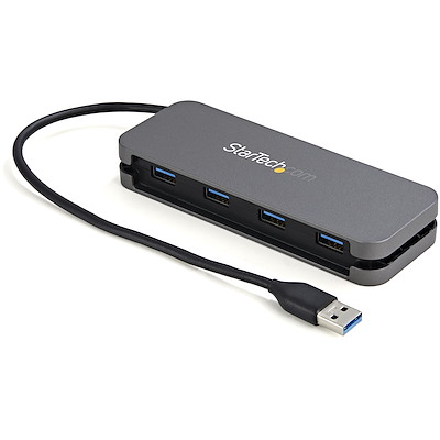 4ポートUSB 3.0ハブ／USB-A - 4x USB-A／SuperSpeed USB 3.2 Gen 1  (5Gbps)対応Type-Aハブ／USBバスパワー／28cmケーブル