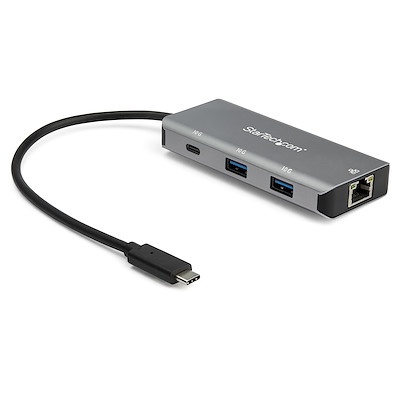 Wavlink Adaptateur hub USB 3.1 Type C avec 3 Ports USB 3.0 et RJ45 Gigabit Ethernet 10/100/1000 MB/s en Aluminium pour Macbook/Google Chromebook Pixel Gris 