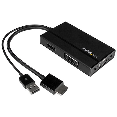 Travel A/V Adapter: 3-in-1 HDMI to DisplayPort, VGA or DVI - 1920 x 1200
