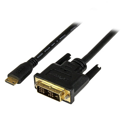 ミニHDMI - DVI 変換ケーブル／2m／DVI-D - Mini HDMI アダプタ／1920x1200／ミニHDMI タイプCオス - DVI-D オス