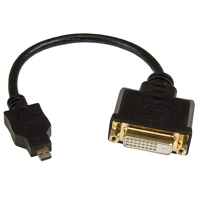 マイクロ HDMI - DVI変換アダプタ／20cm／Micro HDMI - DVI-Dシングルリンク／マイクロHDMI タイプD オス - DVI メス