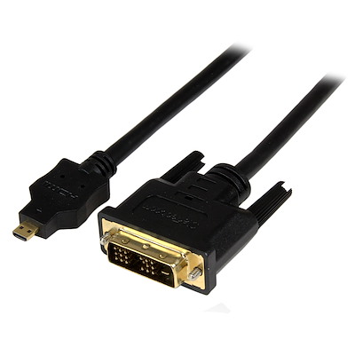 Cable de 2m Adaptador Conversor Micro HDMI a DVI-D para Tablet y Teléfono Móvil - Convertidor de Vídeo para Dispositivos  Micro HDMI Tipo D  a DVI-D Monoenlace