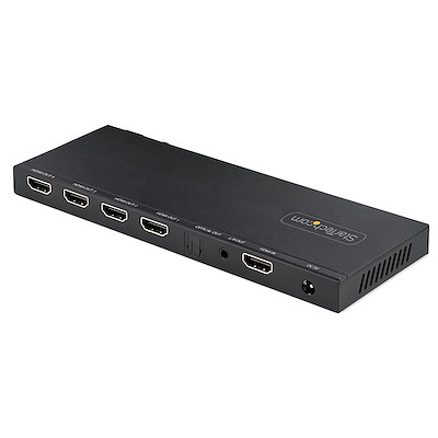 4-Port HDMI Splitter, 4K 60Hz HDMI 2.0 Video, 4K HDMI Splitter w/ Built-in  Scaler, HDMI Splitter 1 In 4 Out, 3.5mm/Optical Audio Port, HDMI