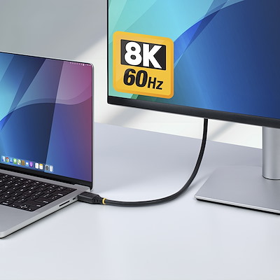 5m、8K60Hz 4K120Hz、48Gbps、柔らかTPE素材使用、ブラック。安定した