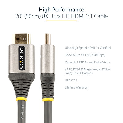 20in Certified HDMI 2.1 Cable - 8K/4K - HDMI® Cables & HDMI