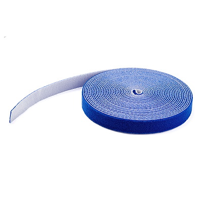 50ft Hook and Loop Roll - Cut-to-Size Reusable Cable Ties - Bulk Industrial Wire Fastener Tape /Adjustable Fabric Wraps Blue / Resuable Self Gripping Cable Management Straps (HKLP50BL)