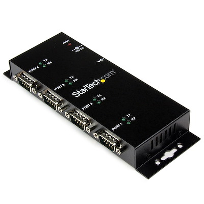4 Port USB to DB9 RS232 Serial Adapter Hub – Industrial DIN Rail and Wall Mountable