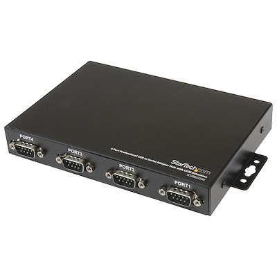 4 Port Wall Mountable USB to Serial Adapter Hub with COM Retention