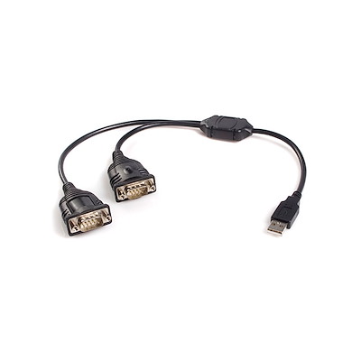 Cable Adaptador de 0.3m USB a 2 puertos Serial RS232 DB9