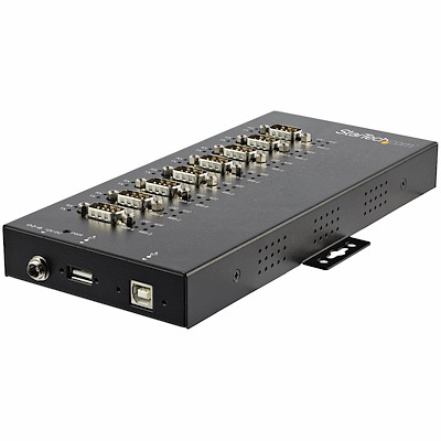8 Port Serial Hub USB to RS232/RS485/RS422 Adapter - Industrial USB 2.0 to DB9 Serial Converter Hub - IP30 Rated - Din Rail Mountable Metal Serial Hub - 15kV ESD Protection