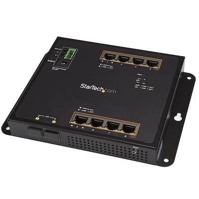 Switch Conmutador Industrial PoE+ de 8 Puertos con 2 Ranuras SFP MSA - de 30W - Switch Resistente Gestionado de Capa/L2 - Switch Ethernet Rugged de Alta Potencia Ethernet Gigabit IP30 - de -40C a 75C