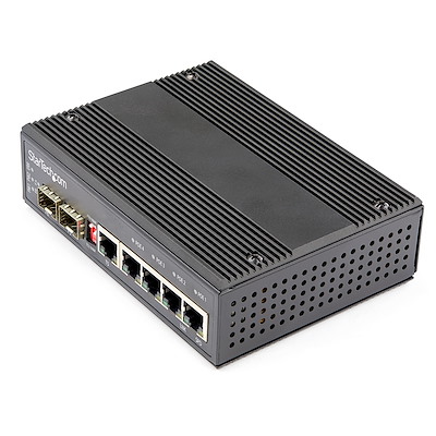 Switch rete LAN industriale a 6 porte - 4 porte PoE RJ45 + 2 slot SFP 30W -  10/100/1000Mbps Power over Ethernet - Commutatore/Hub gigabit switch 