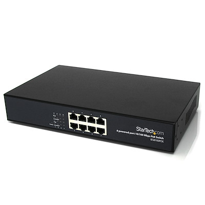 8 Port 10/100 PSE Industrial Power over Ethernet Switch - All 8 Ports PoE