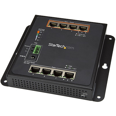 Industrial 8 Port Gigabit PoE Switch - 4 x PoE+ 30W - Power Over Ethernet - Hardened GbE Layer/L2 Managed Switch - Rugged High Power Gigabit Network Switch IP-30/-40C to +75C