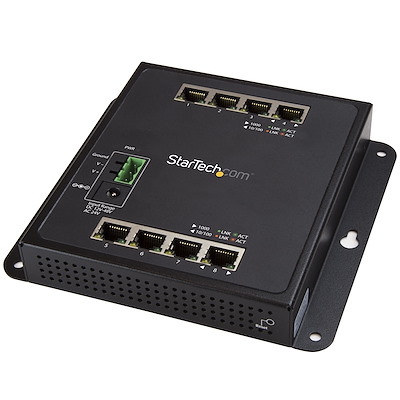 Switch Industriel Gigabit Ethernet 8 ports - Switch Gbe Compact L2 Administrable Renforcé - Fixation murale Rail DIN IP-30/ Temp. -40C° à 75C°