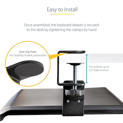 Plateau de clavier ergonomique sous le bureau, s'adapte aux claviers et souris de taille standard, installation facile (blanc Plateau de clavier ergonomique sous le bureau, s'adapte aux claviers et souris de taille standard, installation facile (blanc