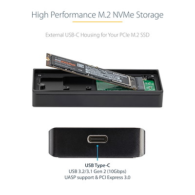 Rugged USB-C M.2 NVMe PCIe SSD Enclosure - External Drive