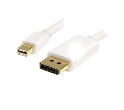 Mini DP オス - DP 1.2 オス 変換ケーブル 1m ホワイト - DisplayPort