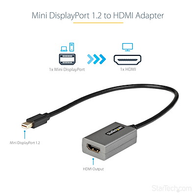 Mini DisplayPort - HDMI ディスプレイ変換アダプター／1920x1200（1080p）／DP  Altモード／Thunderbolt 1/2対応／30cm長尺ケーブル／Mini DisplayPort 1.2からHDMI モニター  プロジェクターなどへの変換コネクター