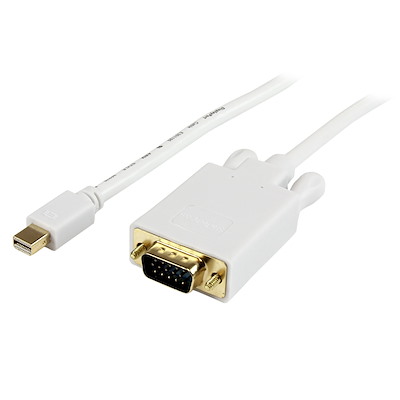 15 ft Mini DisplayPort to VGA Adapter Converter Cable – mDP to VGA 1920x1200 - White